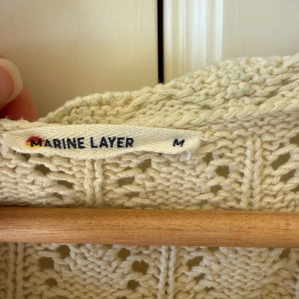 MARINE LAYER Manzanita Crochet Fringe Sweater Size M - Picture 5 of 8